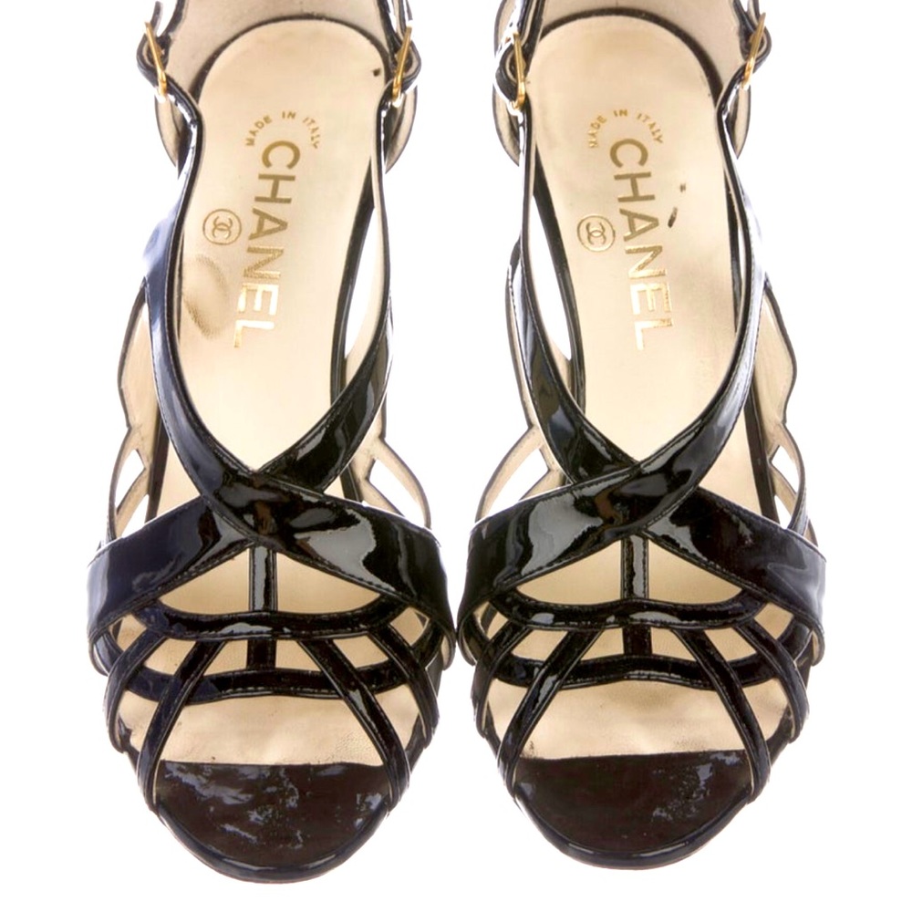 Chanel patent leather sandals